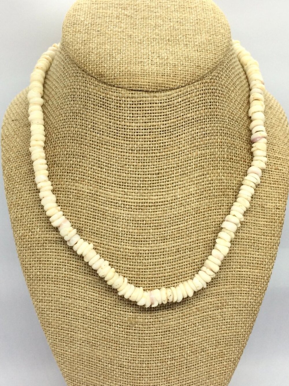 VINTAGE PUKA SHELL Necklace Genuine White Beach Surfer Hawaiian Boho 16"